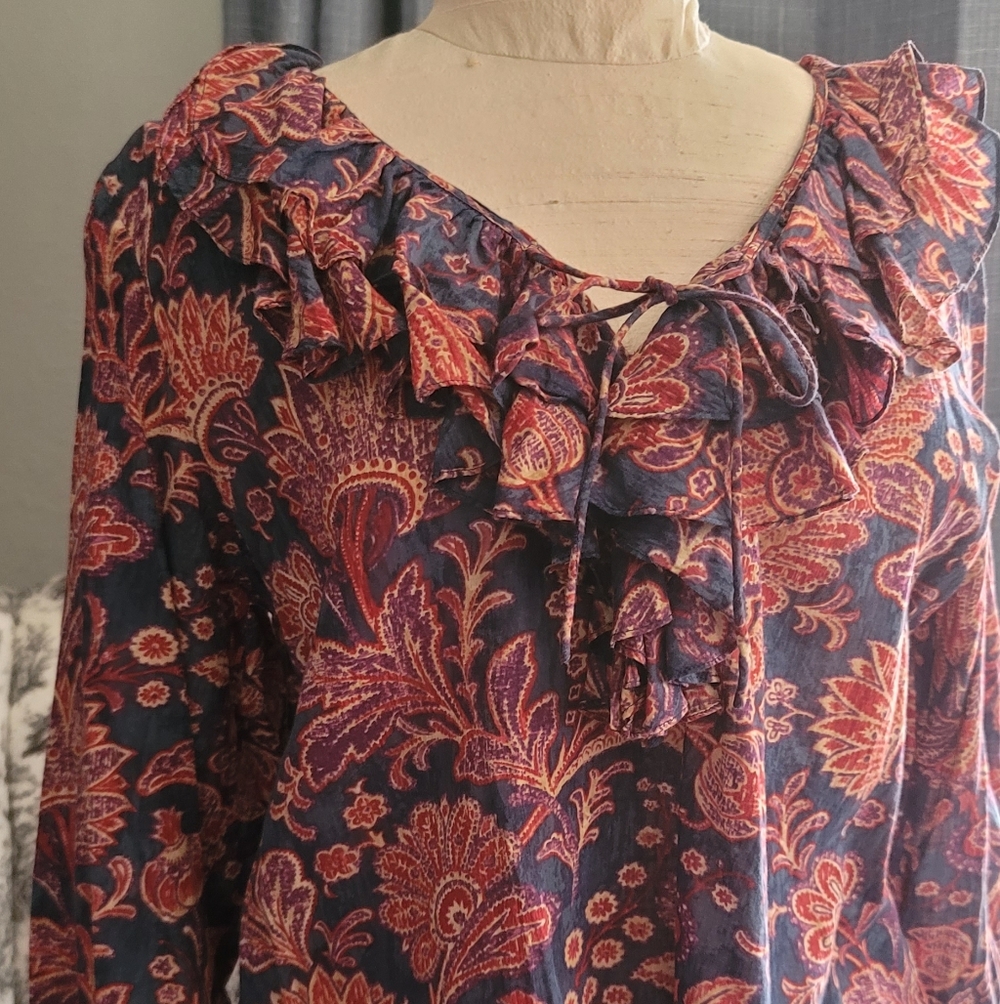 Lauren Ralph Lauren Navy and Red Floral Blouse